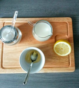 • 1 teaspoon honey • 1 teaspoon lemon juice • 3 tablespoons crystal regular sugar or brown sugar • 1/2 tablespoon milk